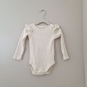 Rylee + Cru Cream Ruffled Long Sleeve Bodysuit